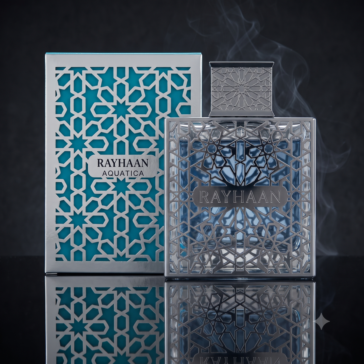 Présentation raffinée du parfum Aquatica par Rayhaan, boutique Newreine Lyon.