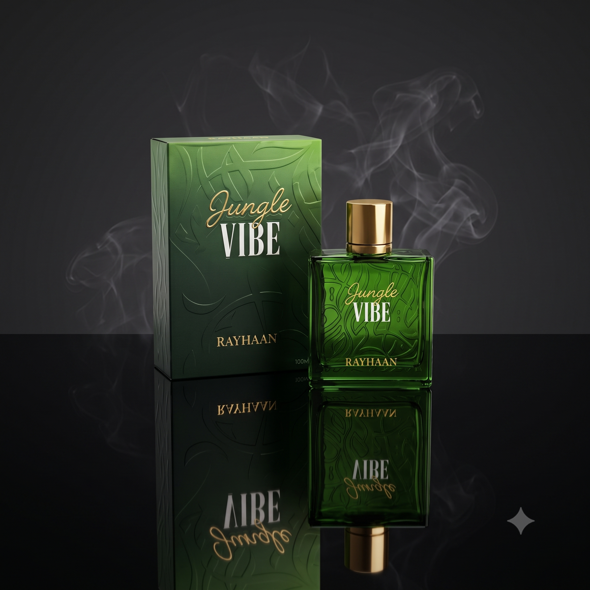 Mise en scène luxueuse du parfum Jungle Vibe de Rayhaan à Lyon.