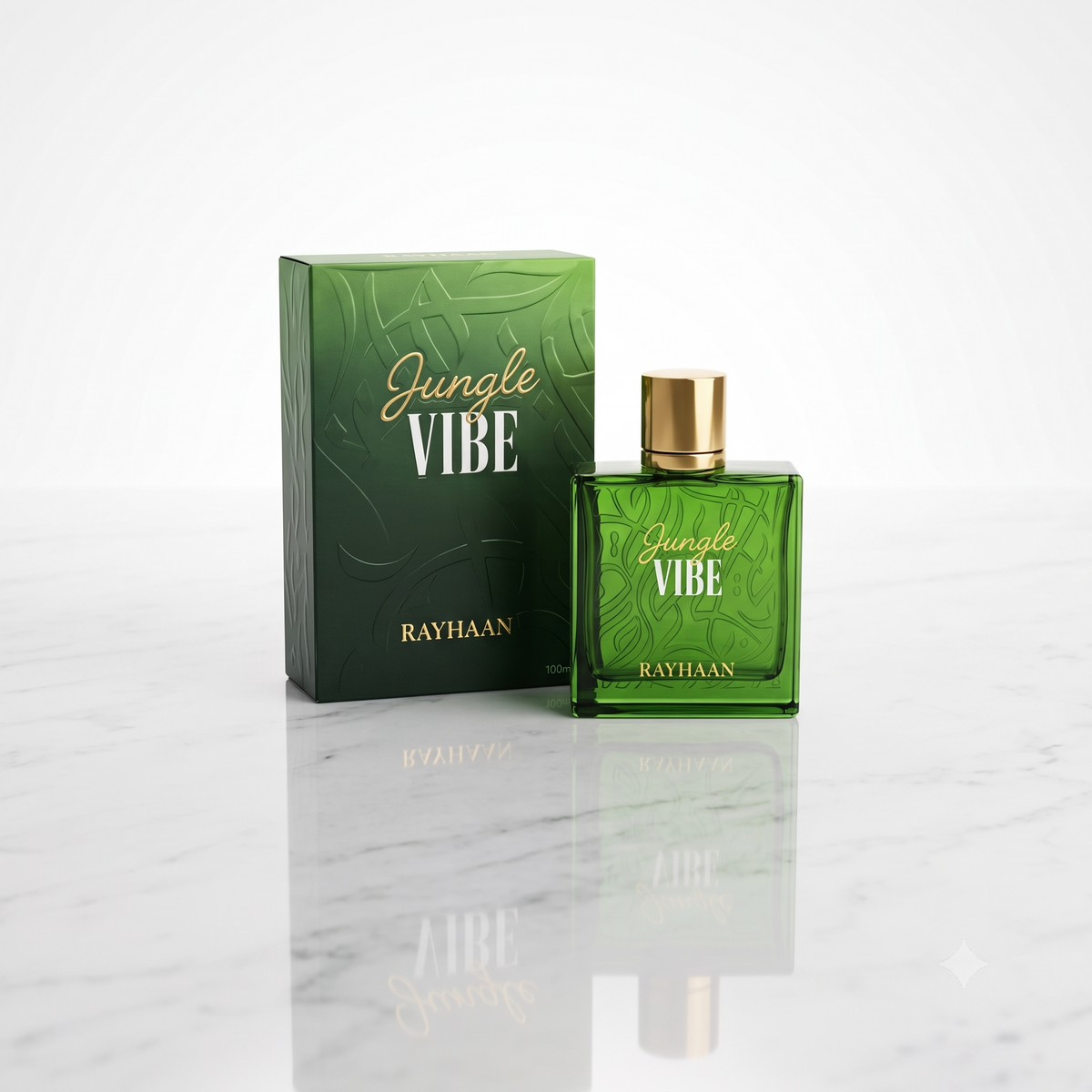 Flacon du parfum Jungle Vibe par Rayhaan, parfumerie orientale de luxe.